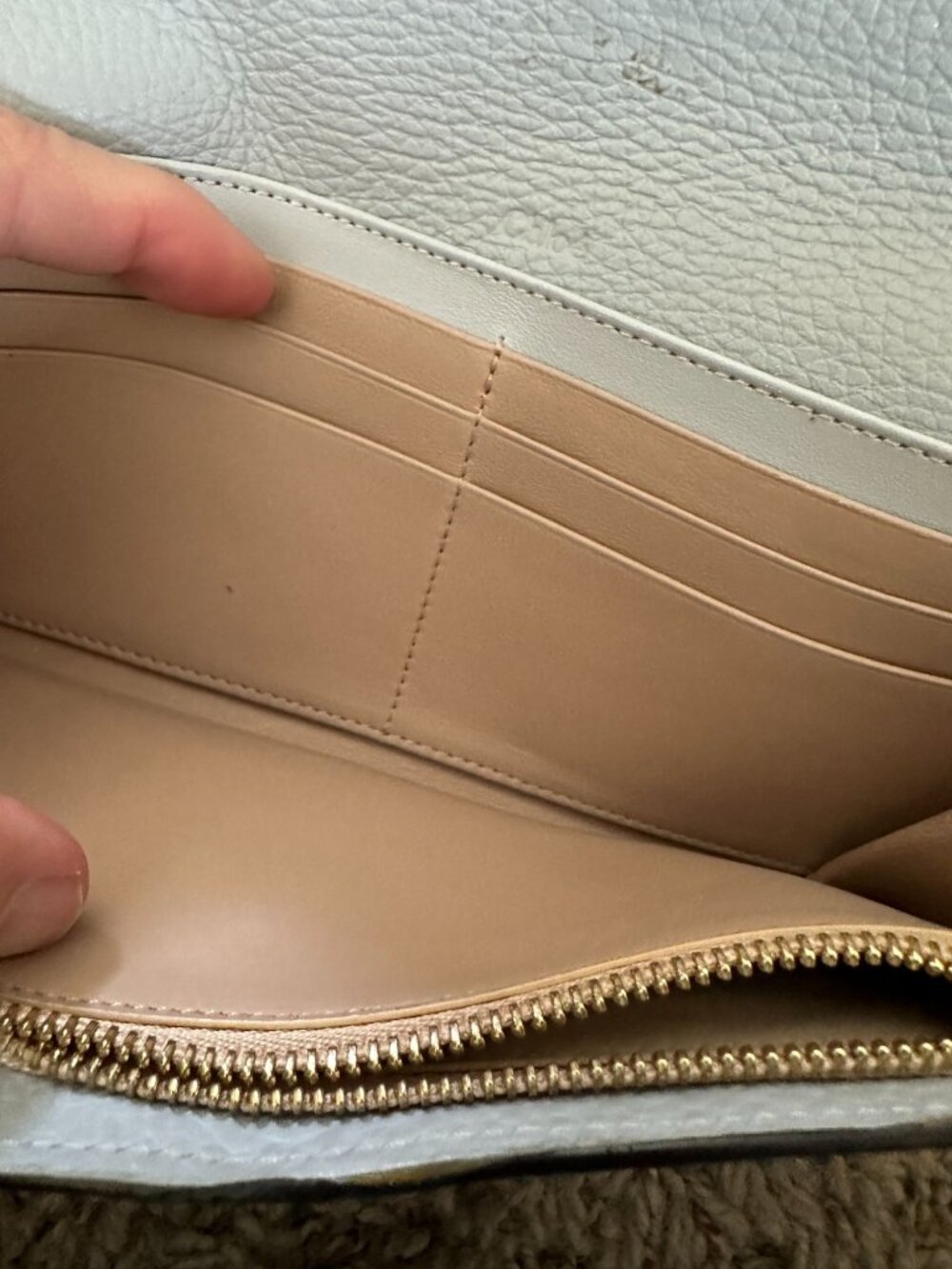 Chloé Small Leather Wallet With Tassel Detail Gold Hardware Light Gray Blue - Picture 11 of 16